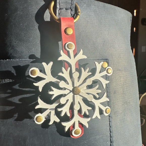 Portland Leather Accessories - Christmas Snowflake Leather Charm, Flair, Keychain